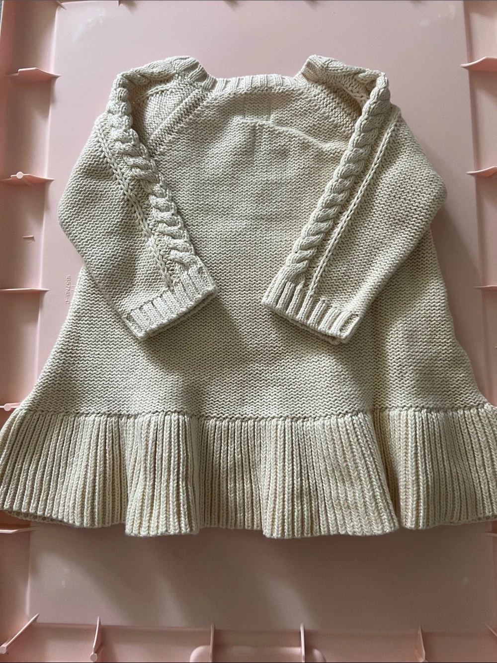 GAP Cream Cable-Knit Ruffle-Hem Crew Sweater Dress